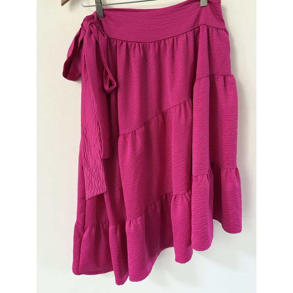 Entro Tiered High Low Skirt Pink Fuscia Size Small Boho Peasant Coastal